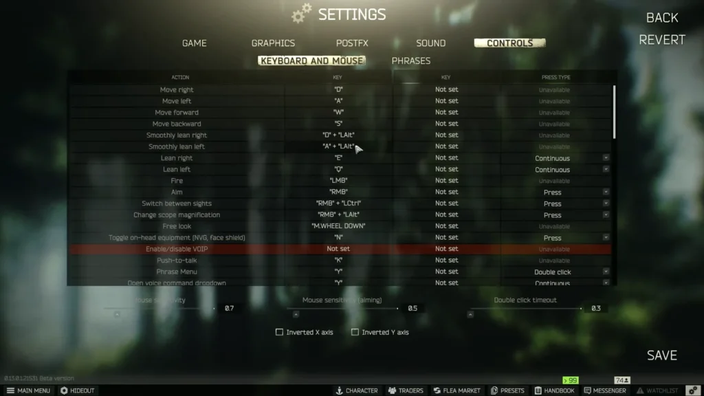 eft controls