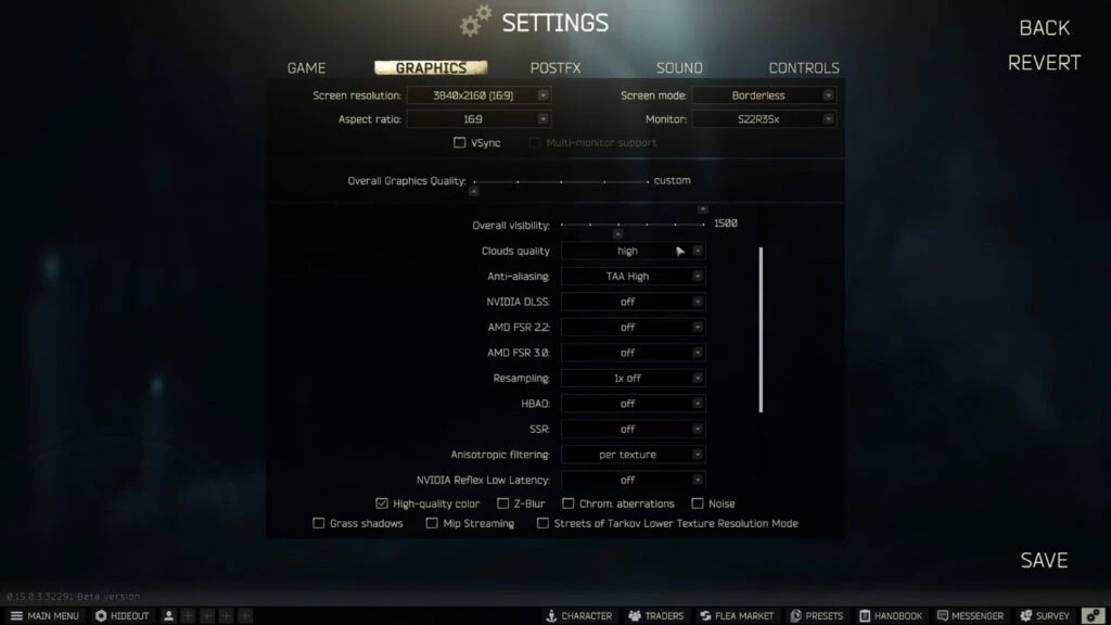 graphics settings in game