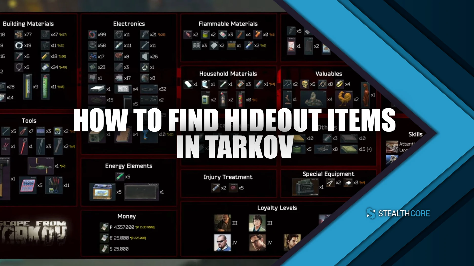how to find hideout items in tarkov