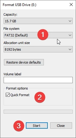 Quickformat USB Stick