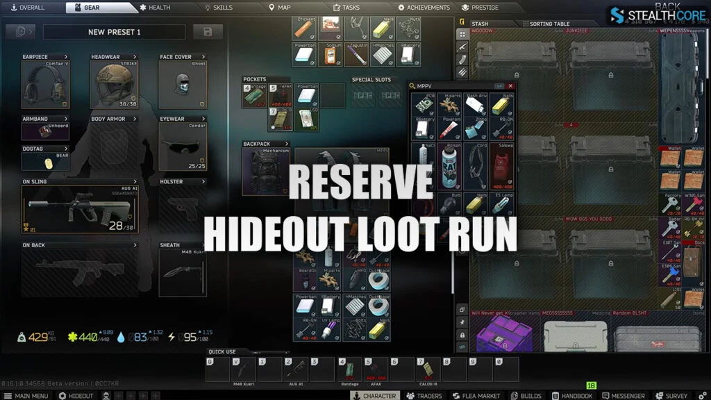 reserve hideout loot run