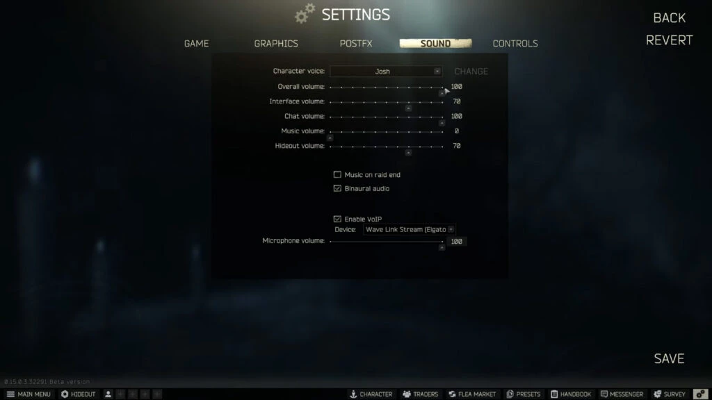 sound settings